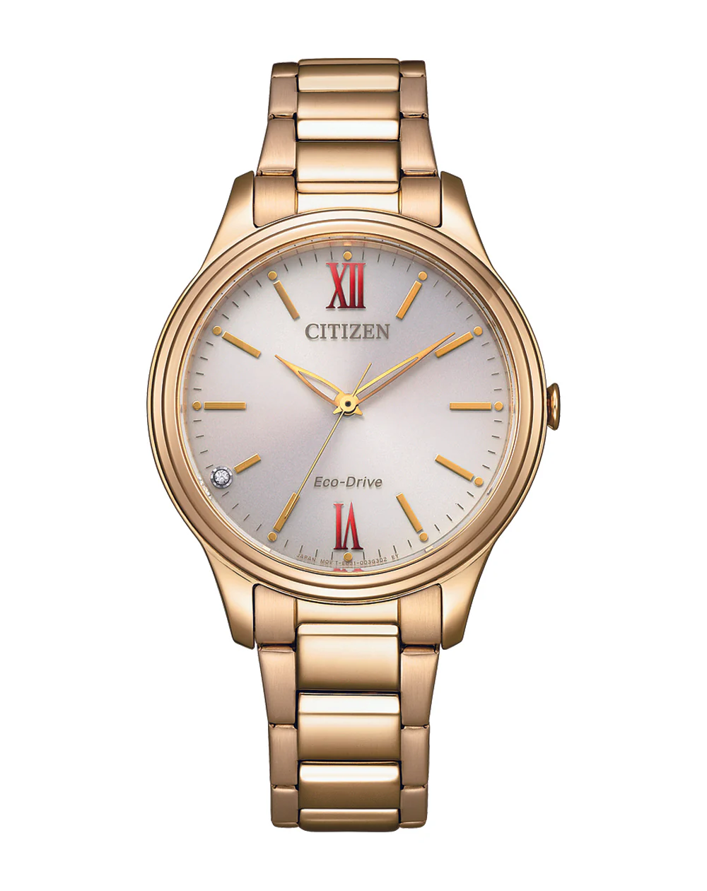 Citizen Eco-Drive Rose Gold Stainless Steel Champagne Pink Dial Watch EM0418-81X