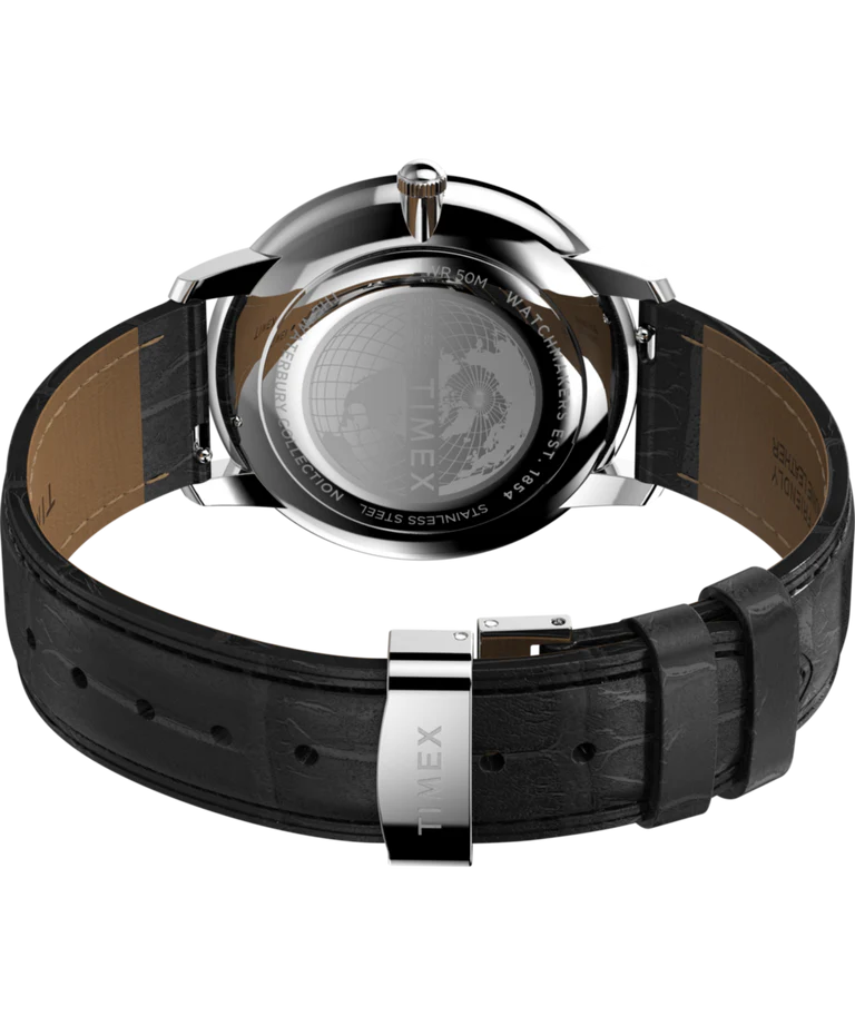 Timex Waterbury Metropolitan Sub-Second 39mm Black Leather Band Watch TW2Y23100