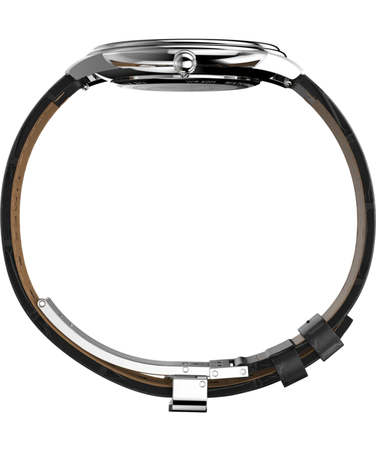 Timex Waterbury Metropolitan Sub-Second 39mm Black Leather Band Watch TW2Y23100