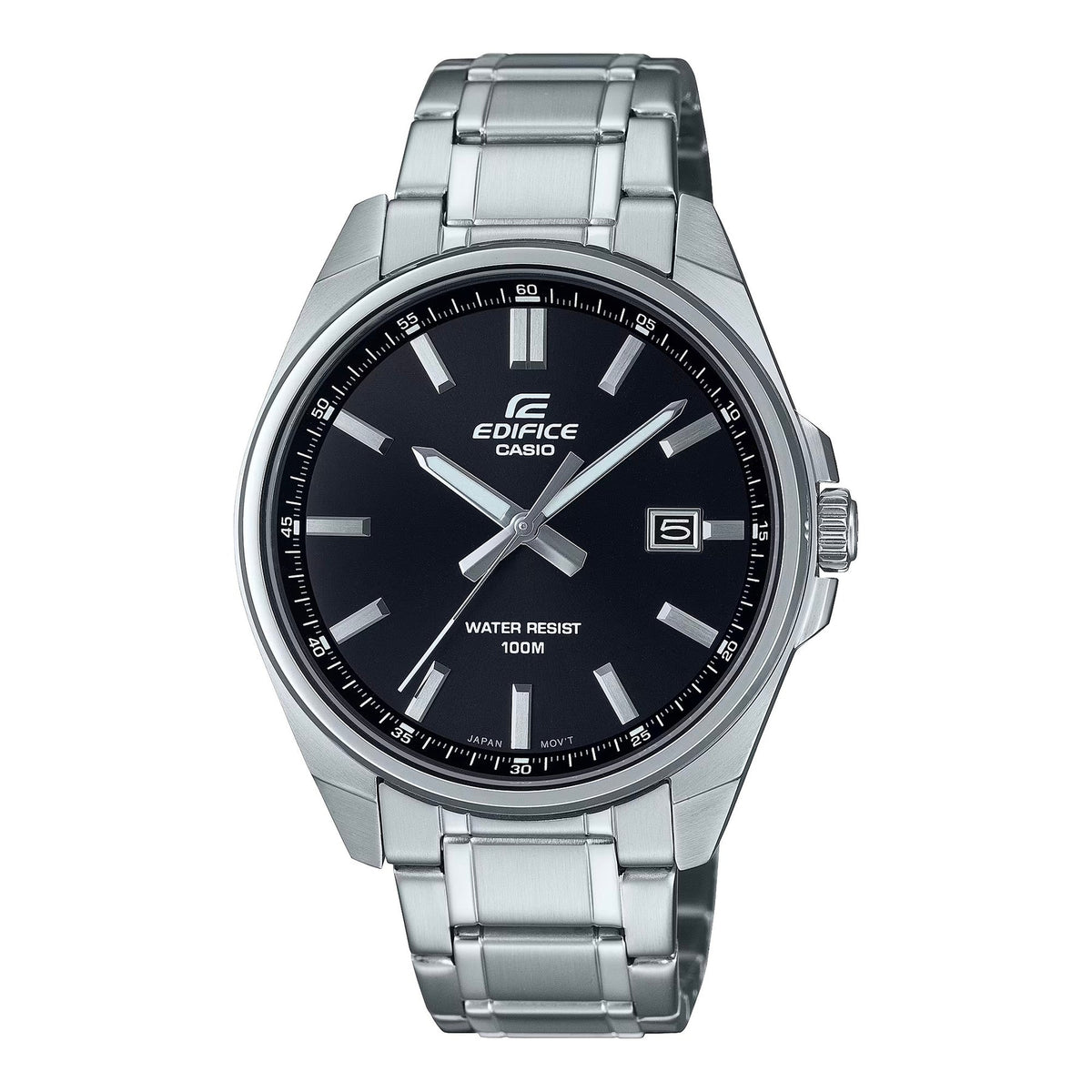 Casio Edifice Silver Stainless Steel Black Dial Watch EFV150D-1A