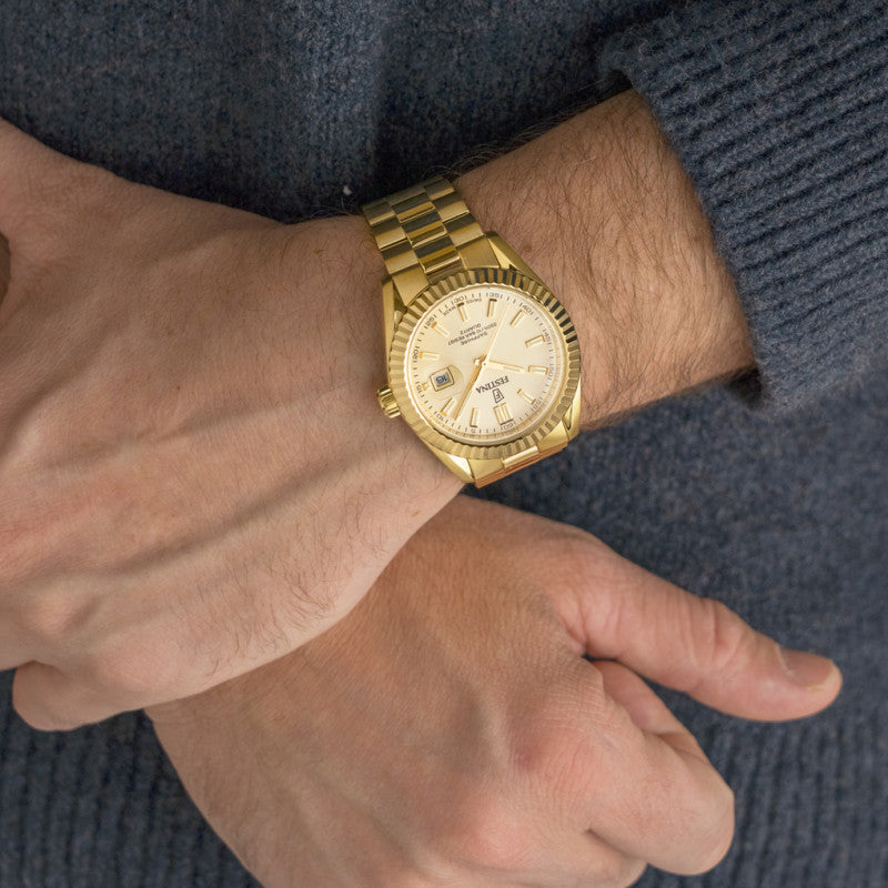Festina Swiss Made Gold Dial Stainless Steel Men's Watch F20086/A