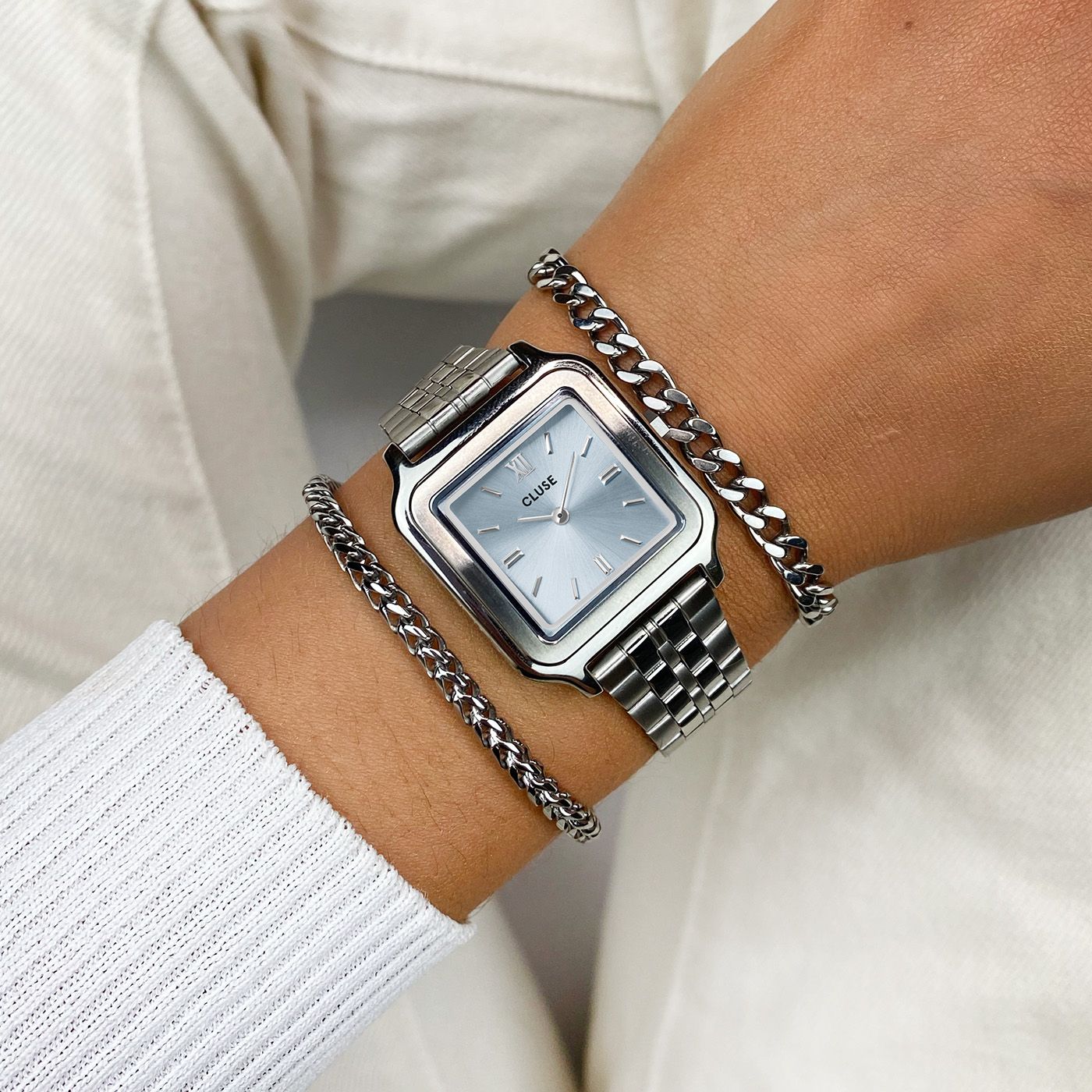 CLUSE Gracieuse Light Blue / Silver Link Watch CW11904