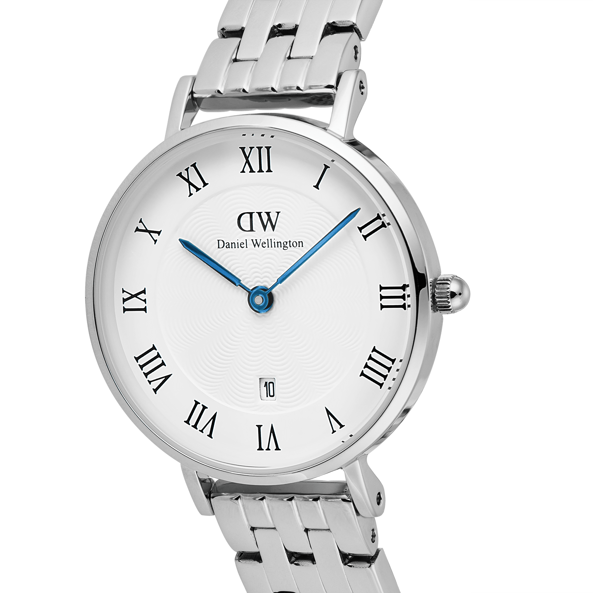 Daniel Wellington Petite Roman Numerals Date 5-link Silver