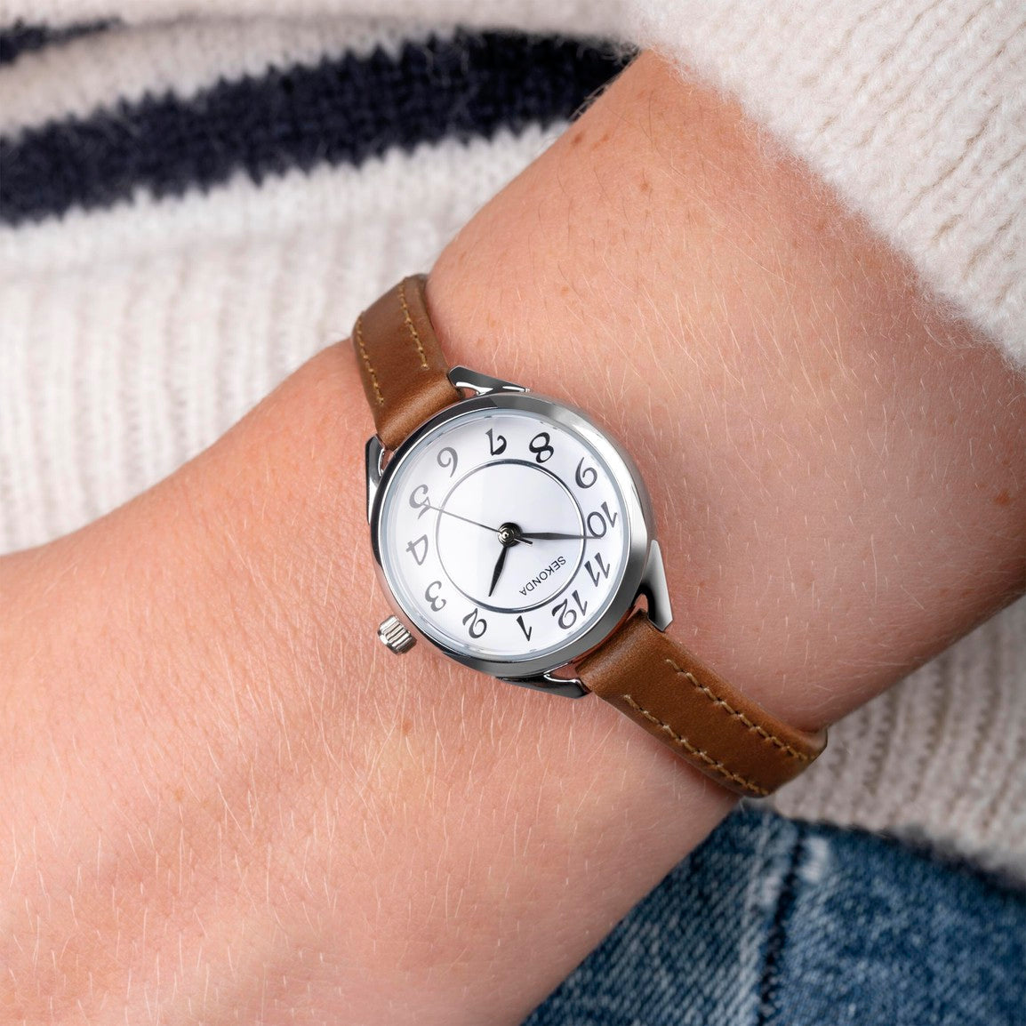 Sekonda Classic Ladies Watch Brown Leather Strap Elegant Style