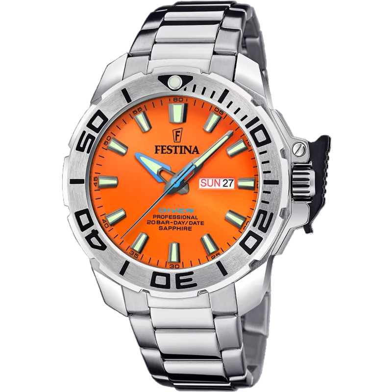 Festina Orange Dial Stainless Steel Men's Watch F20665/5