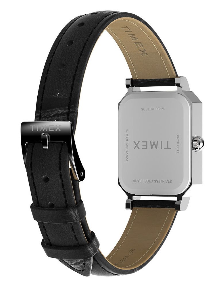 Timex Dress Siver Case Black Leather Band Women's Watch TW2Y00800