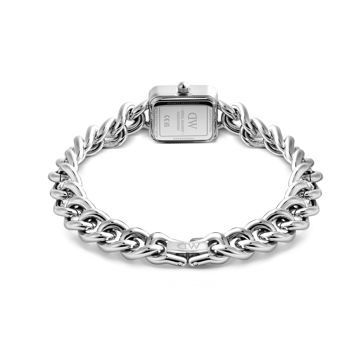 Daniel Wellington Jolie Chain Reflection Silver DW00100972 women's watch with silver mirror dial and silver link strap