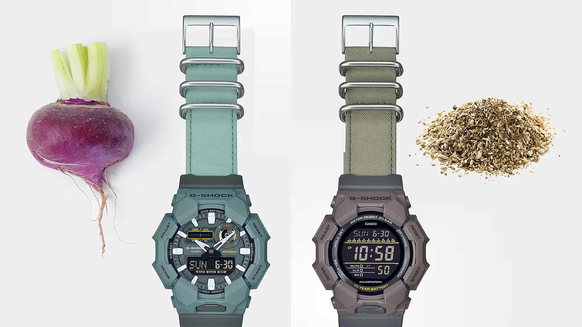 G-Shock Analog Digital Green Nylon Band Watch GA010CE-2A