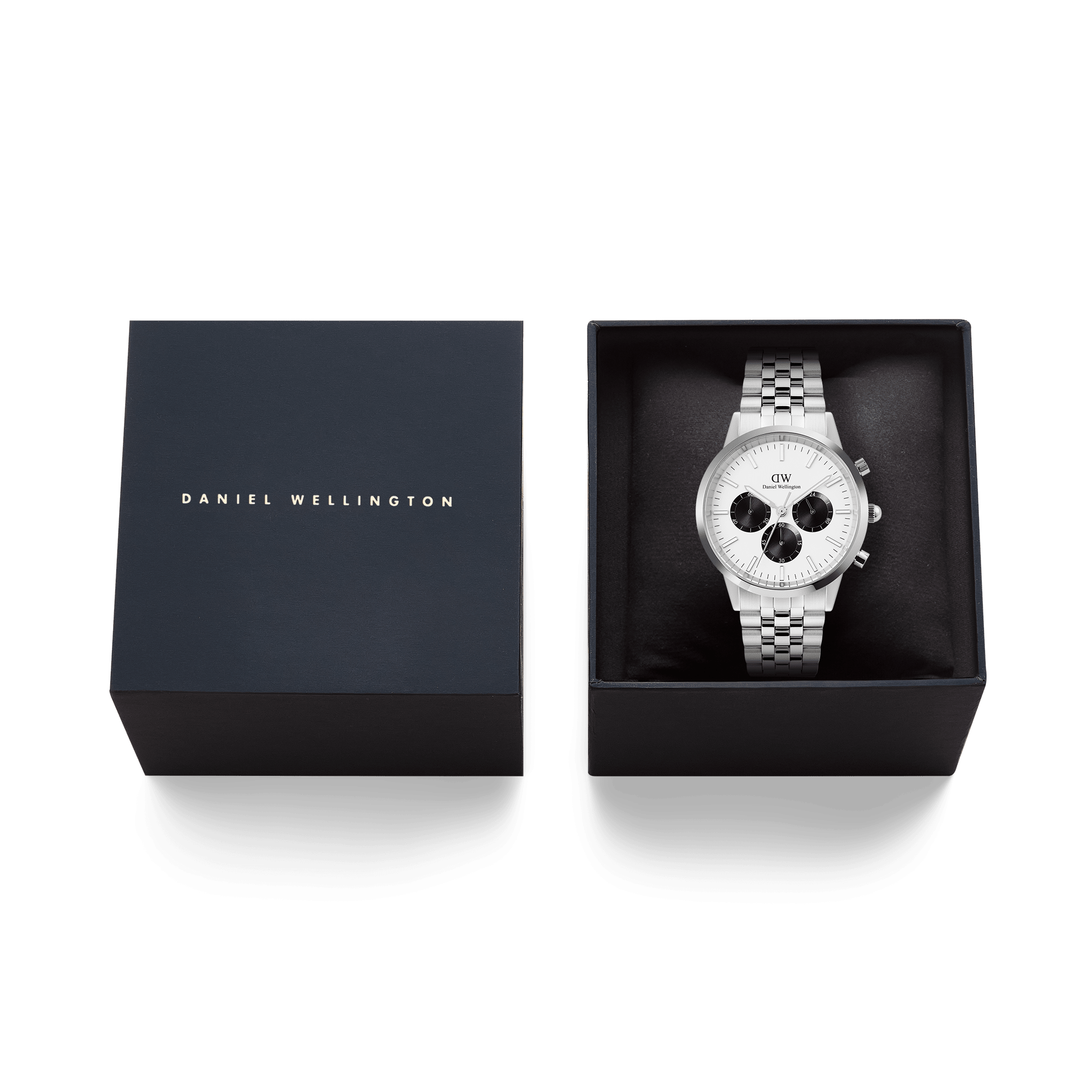 Daniel Wellington Iconic Chronograph Arch 5-Link Off- White Panda Silver