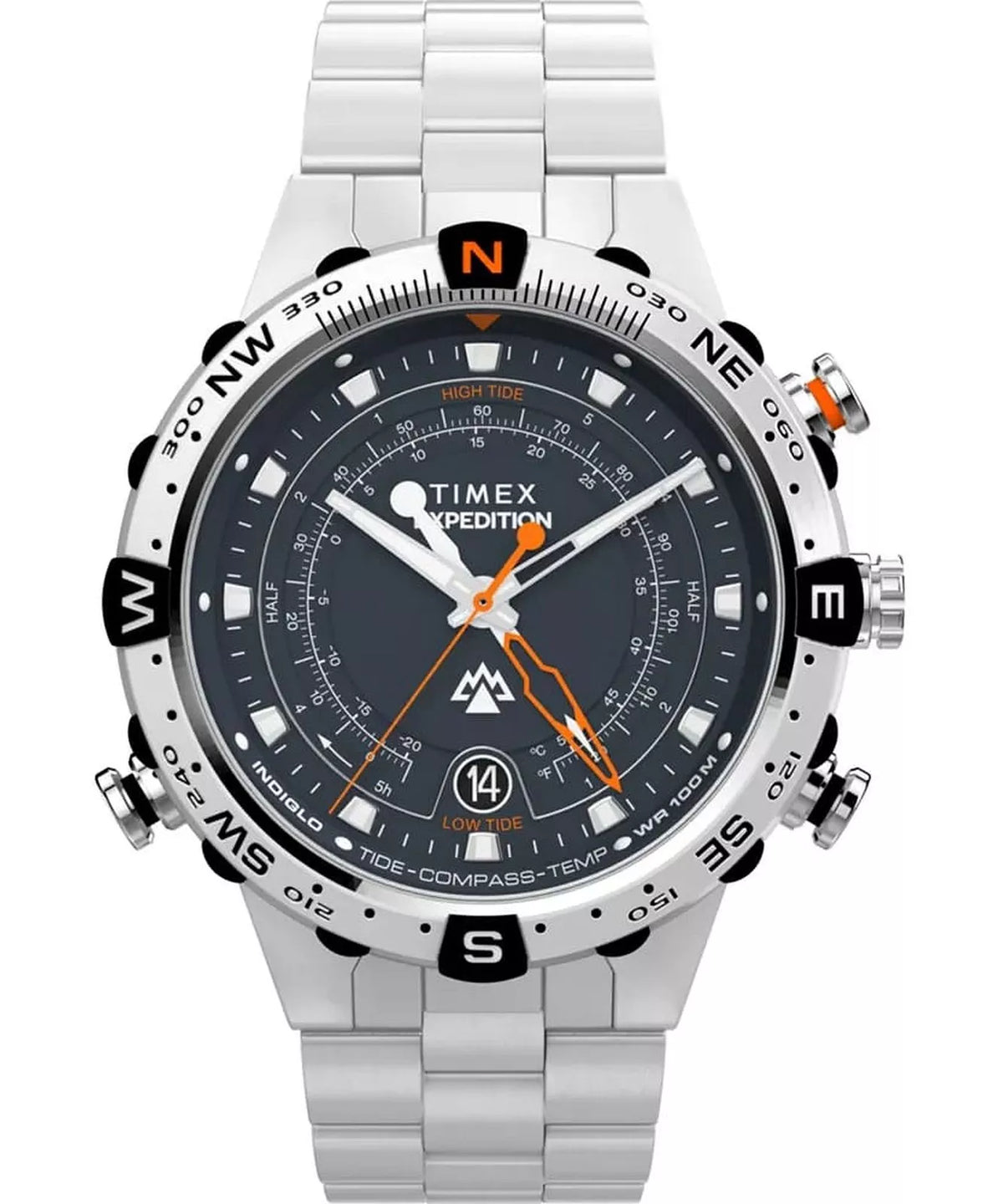 Timex Expedition North Tide Temp Compass Stainless Steel Band TW2Y12900