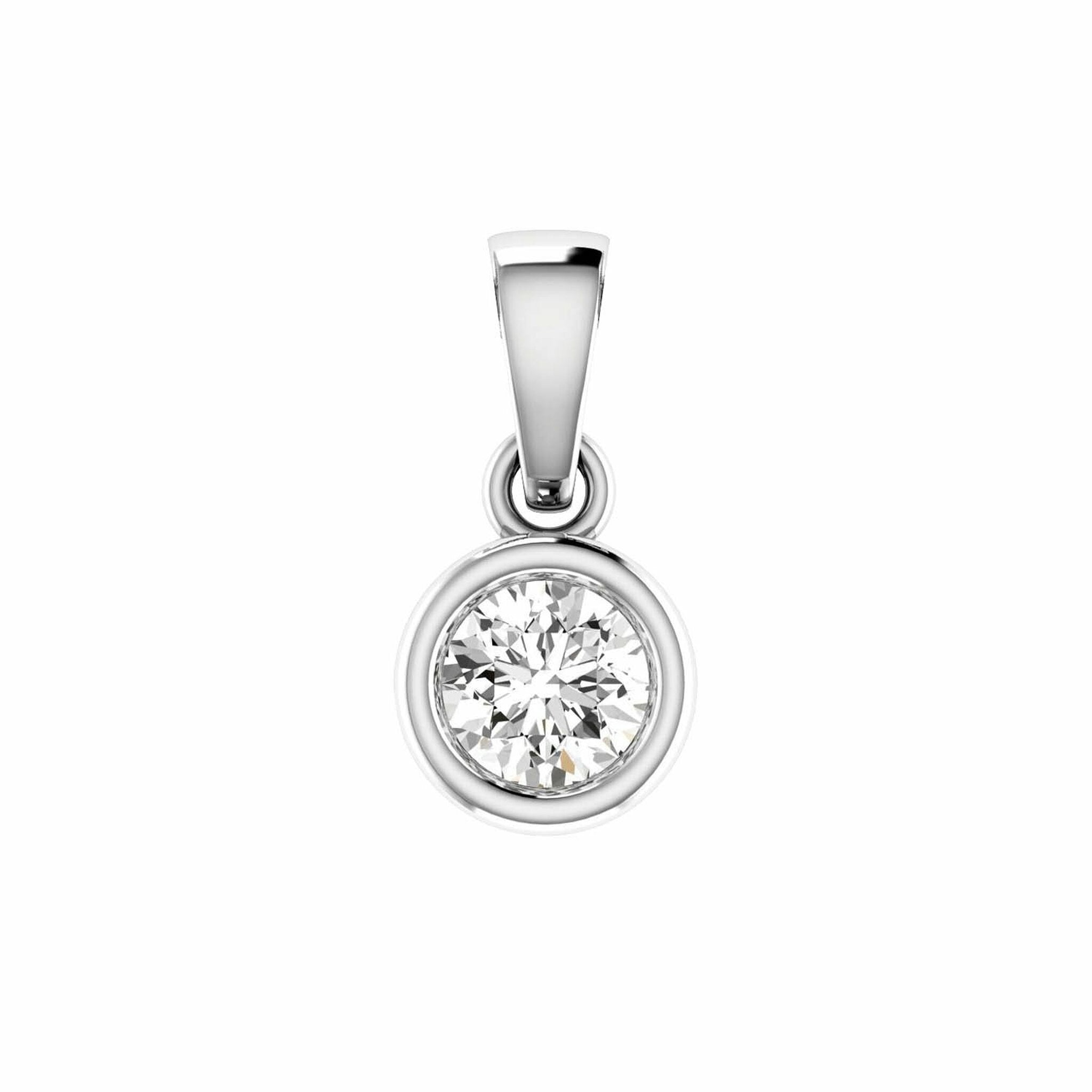 Diamond Solitaire Pendant With 0.08ct Diamonds In 9K White Gold