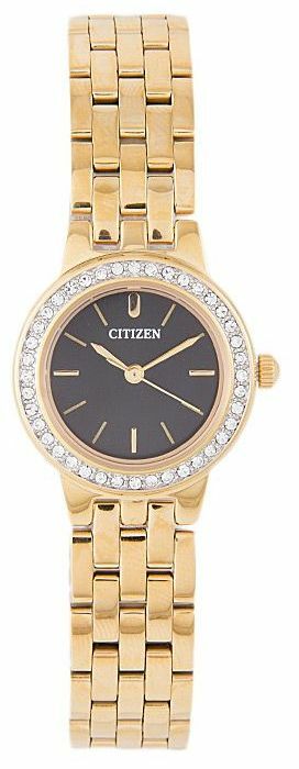 Citizen Quartz Stainless Steel Black Dial Ej6103-53E Womens Watch