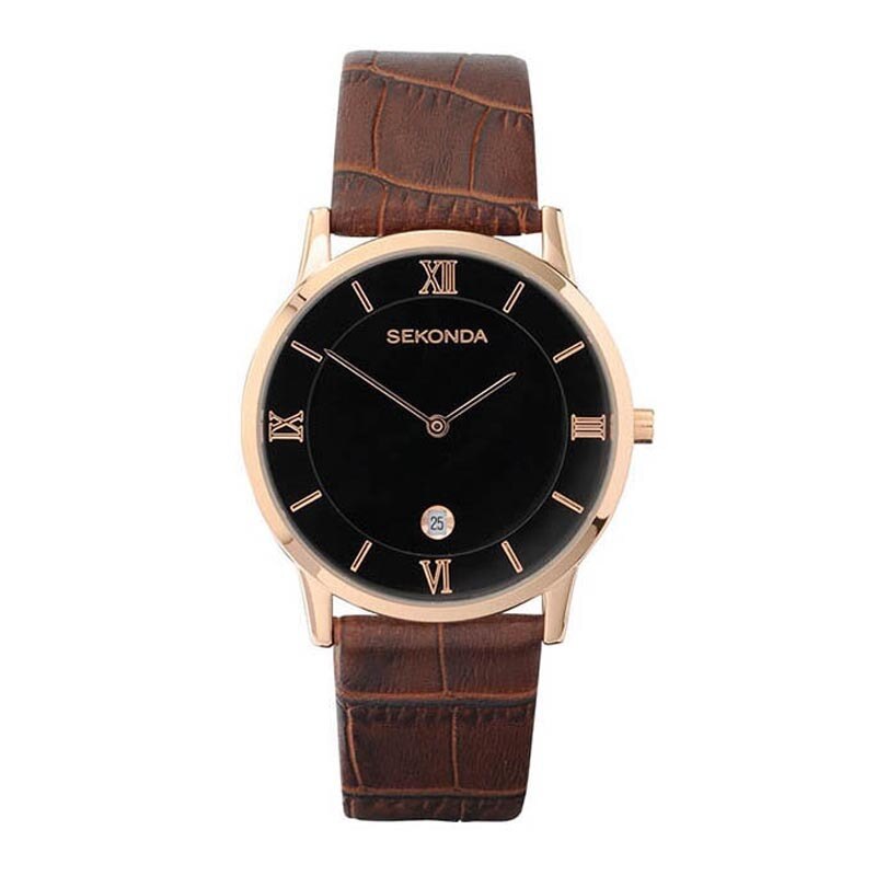 Sekonda Rose Gold With Black Dial Mens Watch