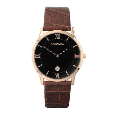 Sekonda Rose Gold With Black Dial Mens Watch