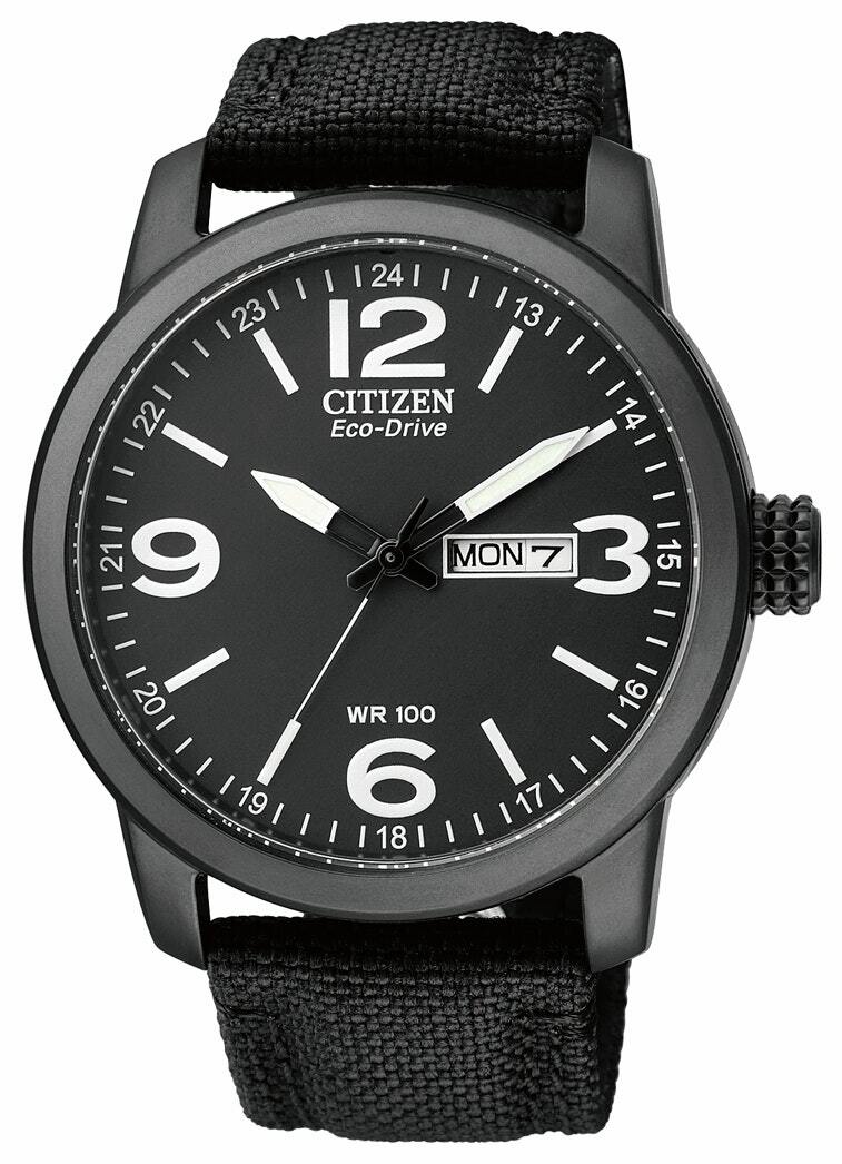 Citizen Eco Drive Black Nylon Band Mens Watch BM8475 34E