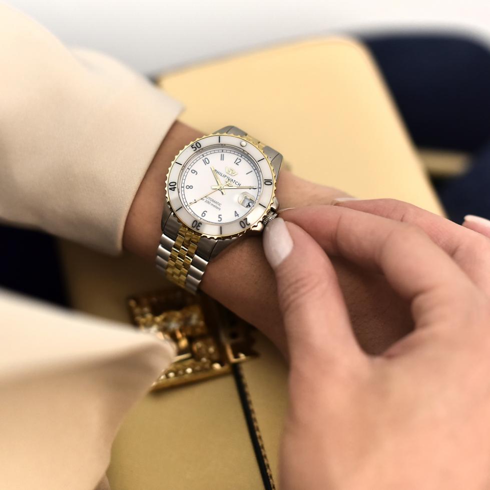 Philip Caribe Diving Two Tone Ladies Automatic Watch