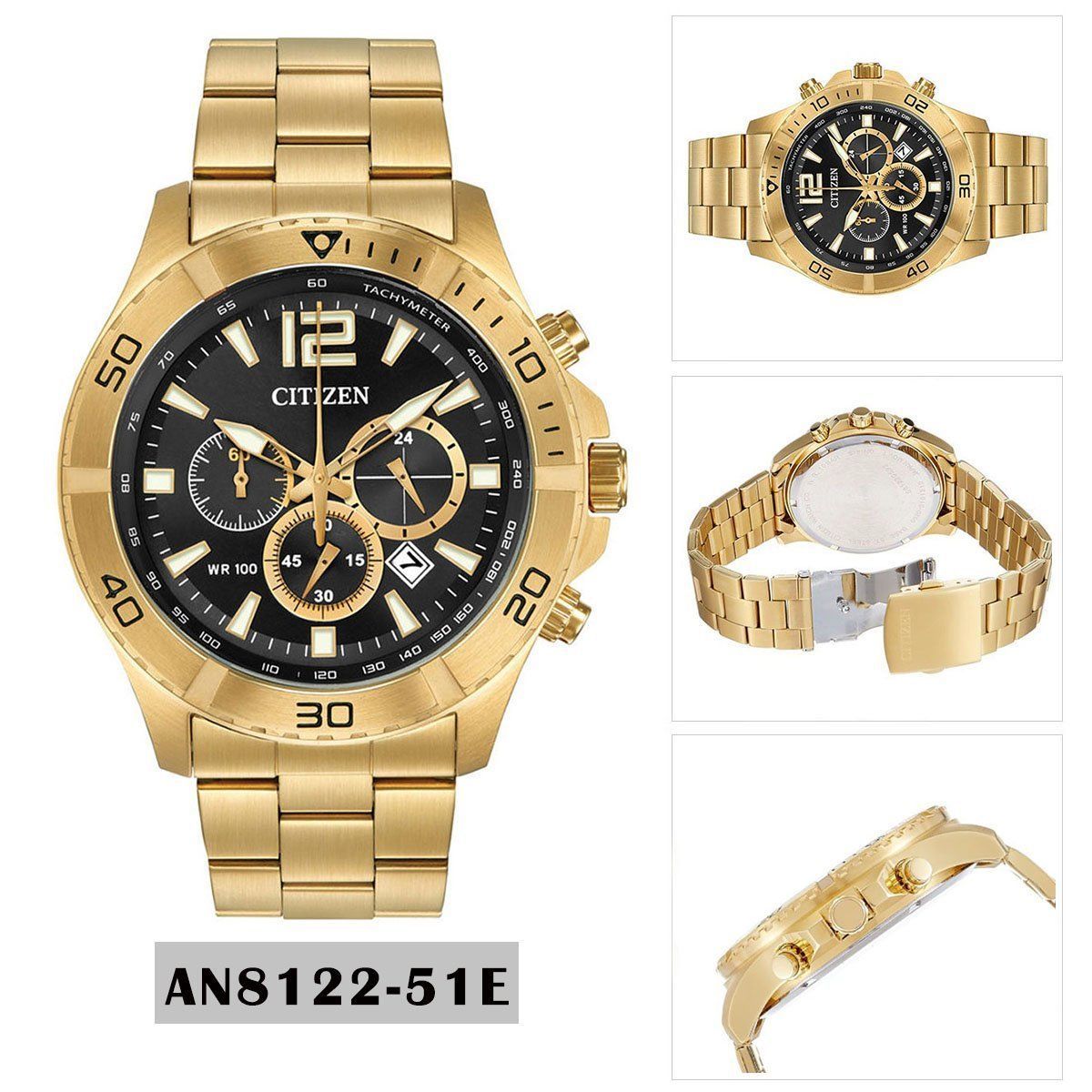 Citizen An8122-51E Gold Stainless Steel Quartz Dress Mens Watch