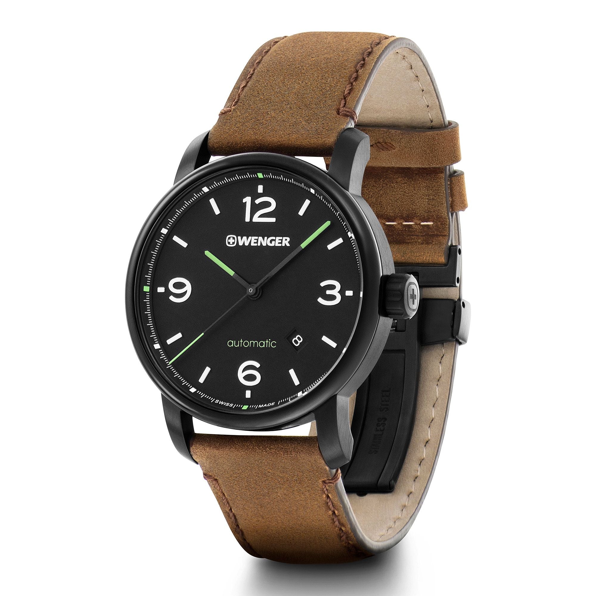 Wenger Urban Metropolitan Automatic Black Dial Leather Watch 01.1746.102