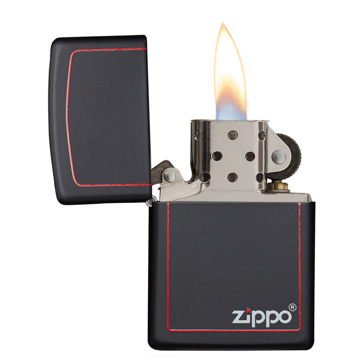 Zippo 218ZB Black Matte with Zippo Print and Border Lighter
