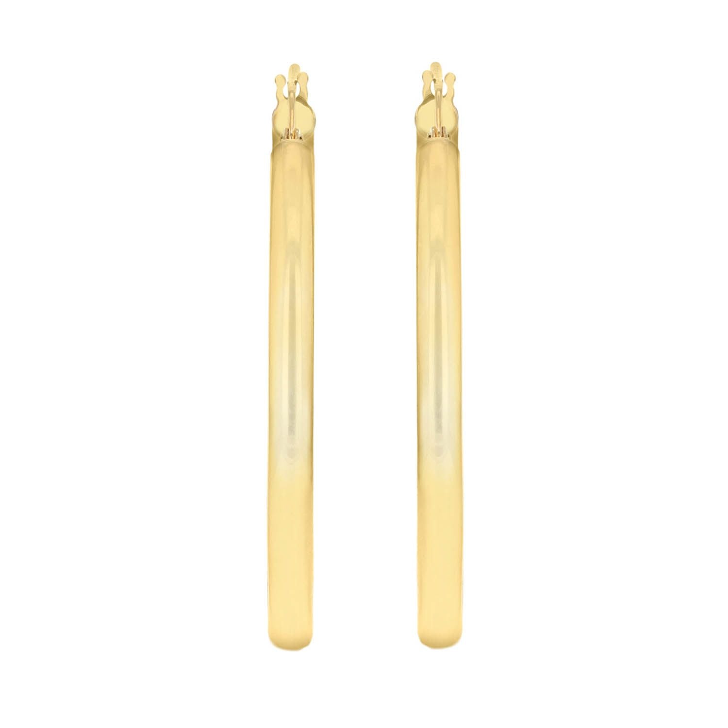 9K Yellow Gold 3mm Round Hollow Hoop Earrings 35mm
