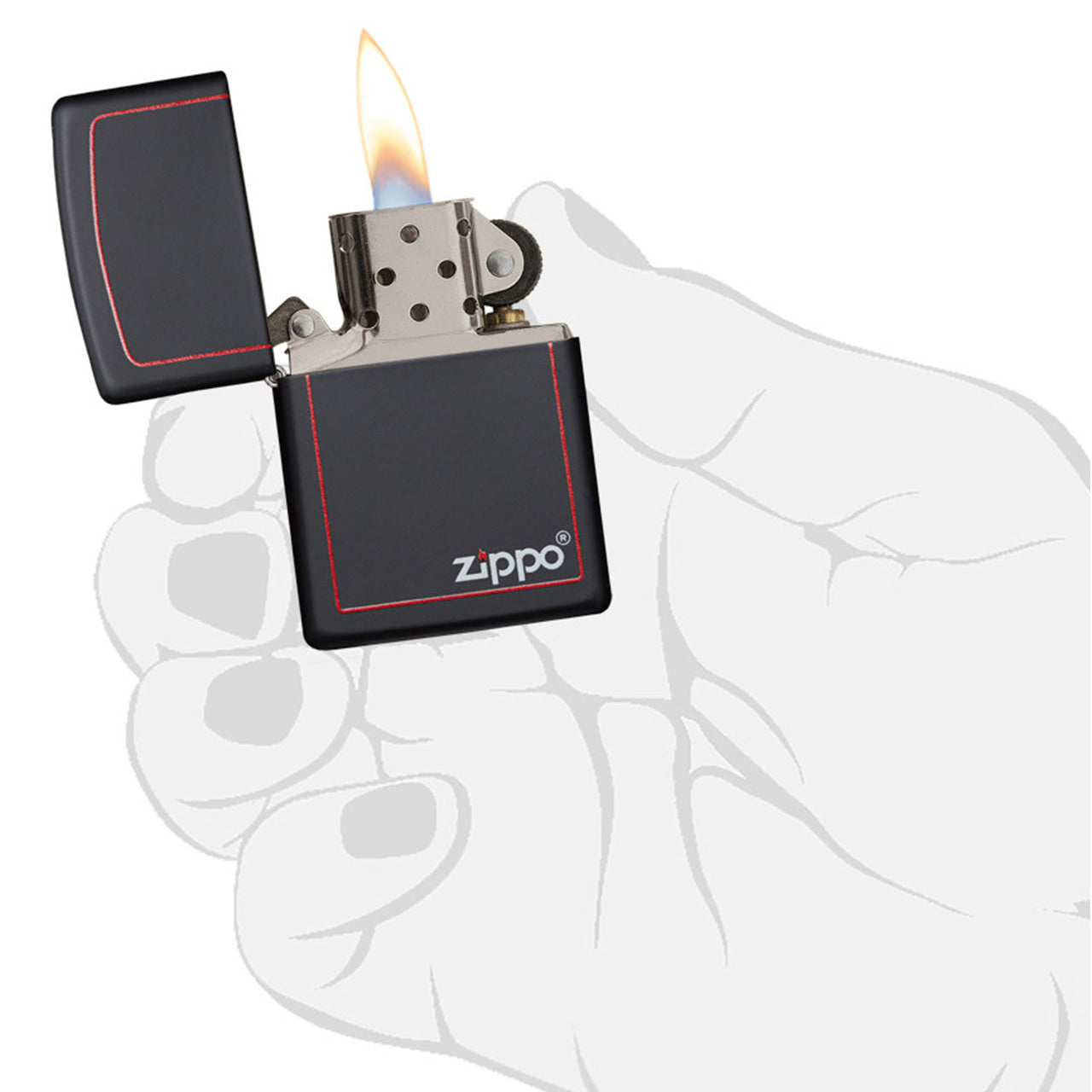 Zippo 218ZB Black Matte with Zippo Print and Border Lighter