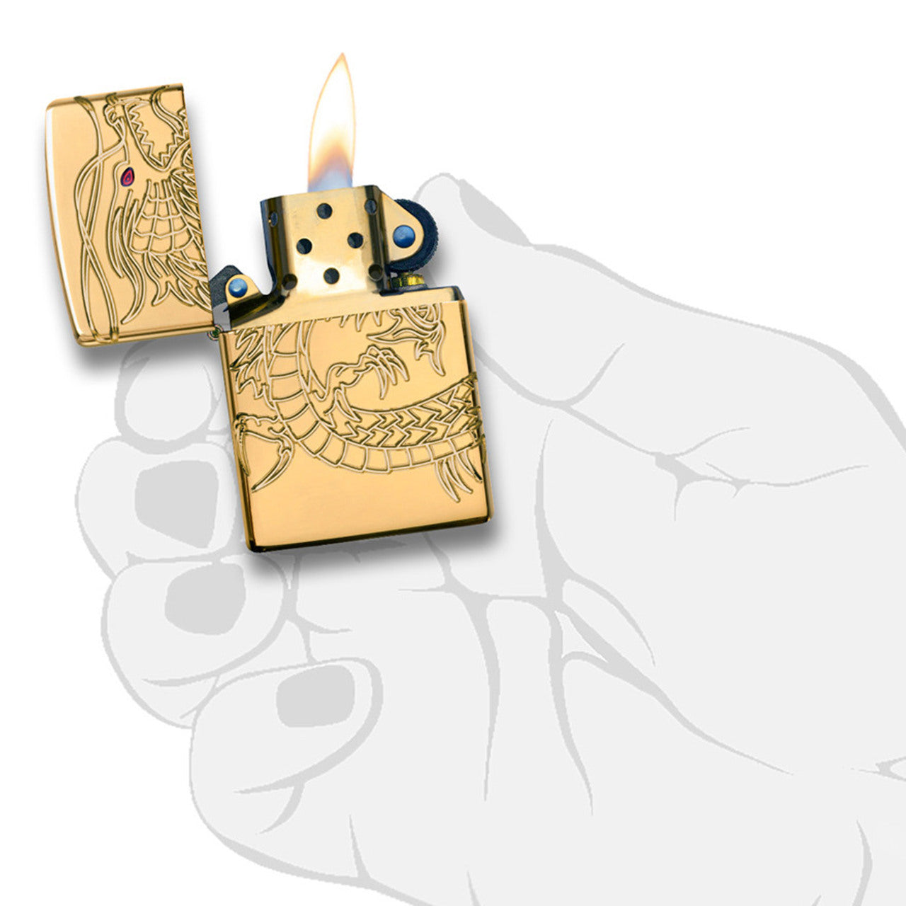 Zippo 29265 Red Eye Dragon Gold Plated Lighter