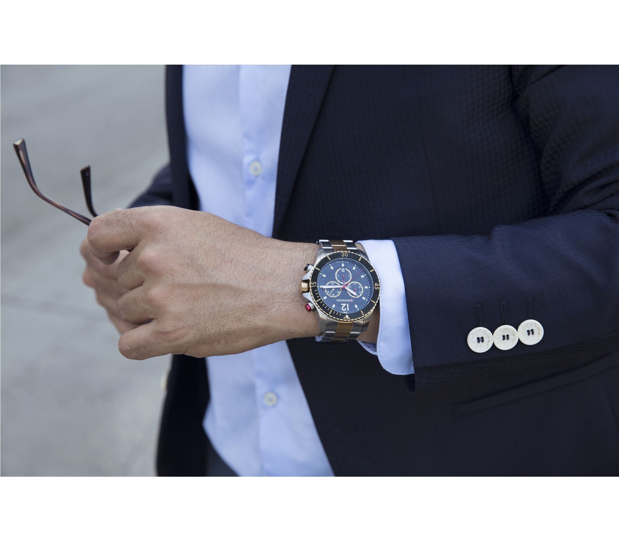 Wenger Seaforce Chrono Grey Dial Two Tone Stainless Steel Watch 01.0643.113