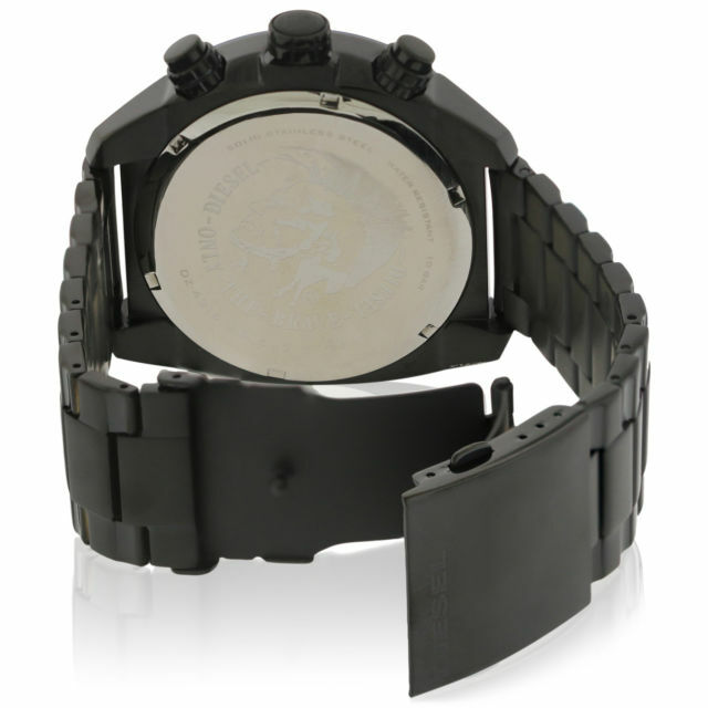 Diesel Overflow Chronograph Black Dial Black Ion-Plated Mens Watch