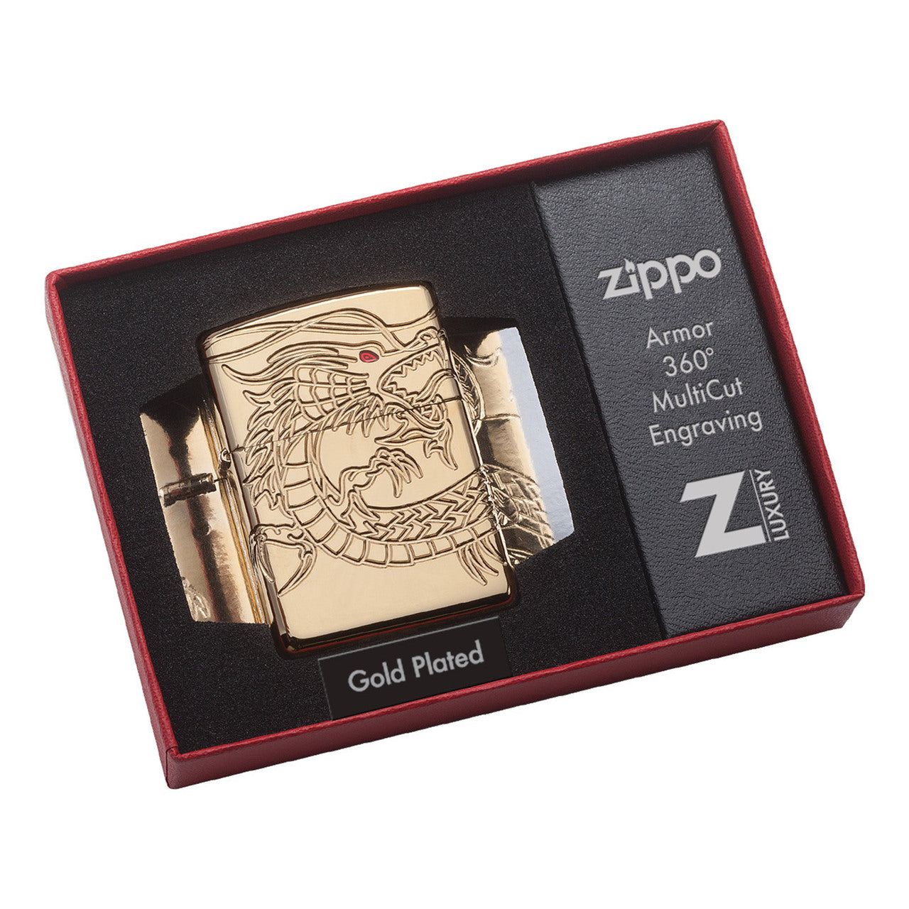 Zippo 29265 Red Eye Dragon Gold Plated Lighter