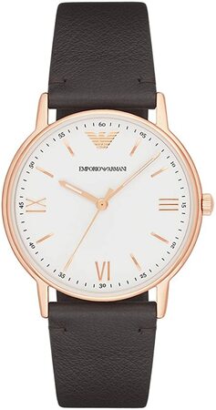 Emporio Armani Men's White Dial Brown Leather Watch AR11011