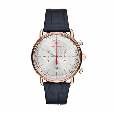 Emporio Armani Mens Quartz Chronograph Blue Strap Watch AR11123