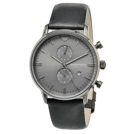 Emporio Armani Men's Black Leather Sophisticated Watch AR0388