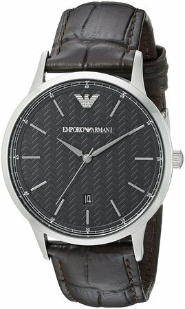 Emporio Armani AR2480 Mens Stainless Steel Watch with Leather Strap