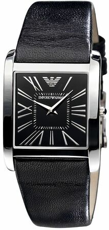 Emporio Armani Black Leather Roman Numeral Unisex Watch AR2007