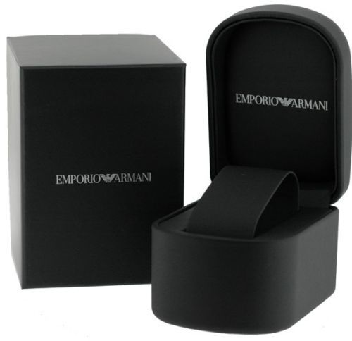 Emporio Armani Zeta White Dial Dark Brown Leather Mens Watch