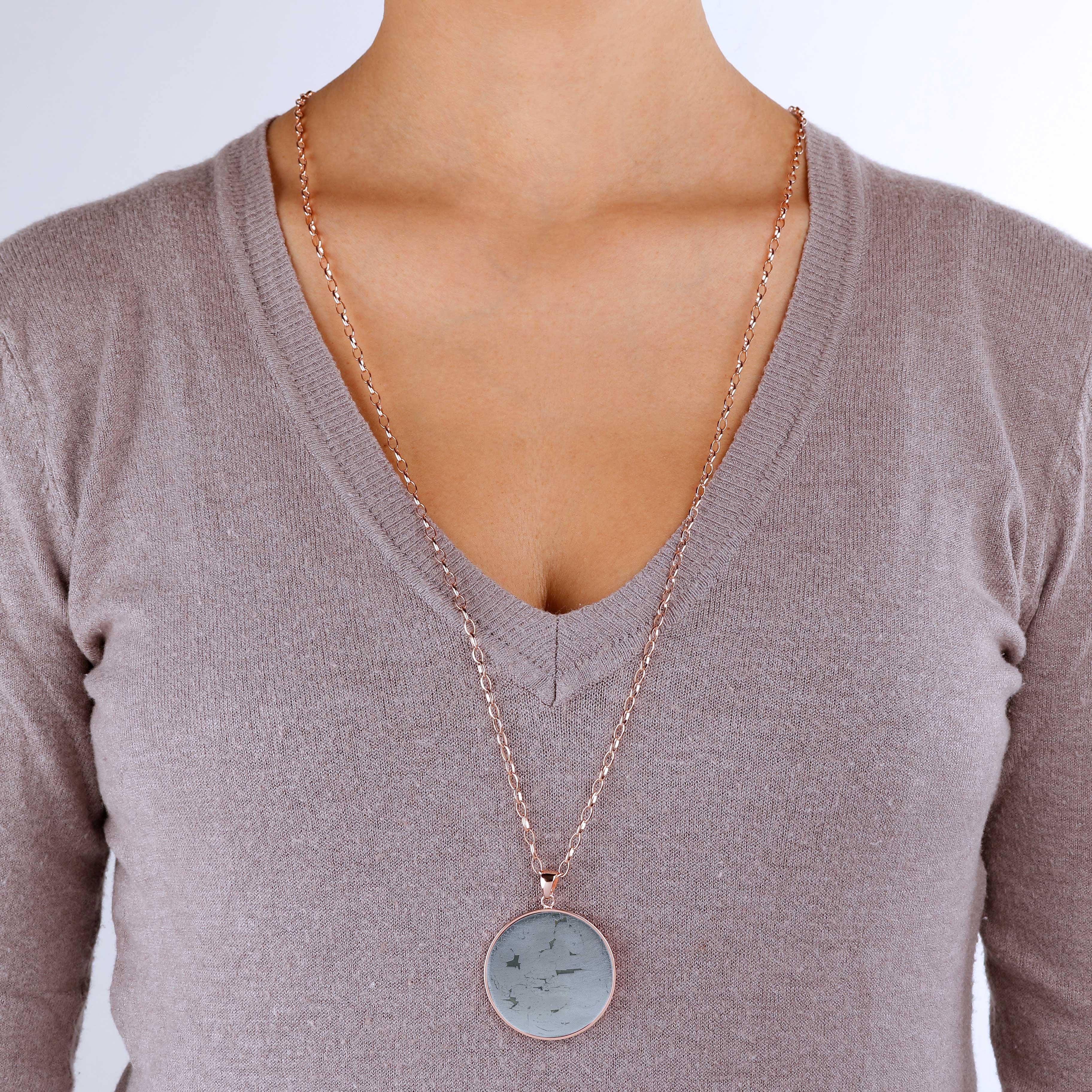 Bronzallure Pyrite Big Disc Necklace