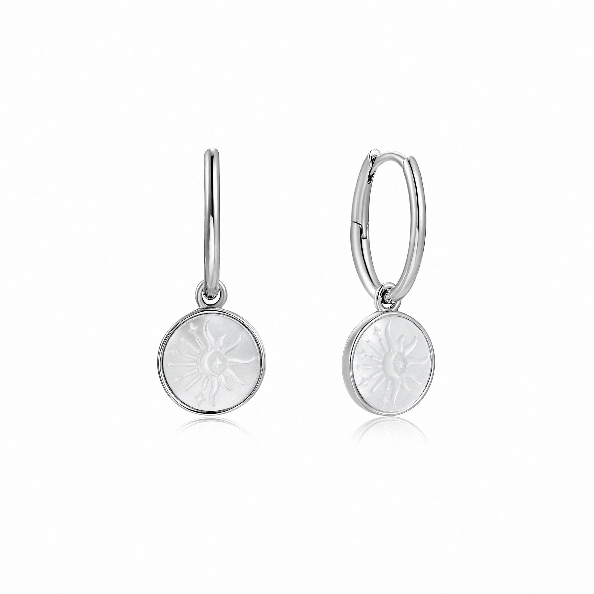 Ania Haie Sunbeam Emblem Silver Huggie Hoop Earrings