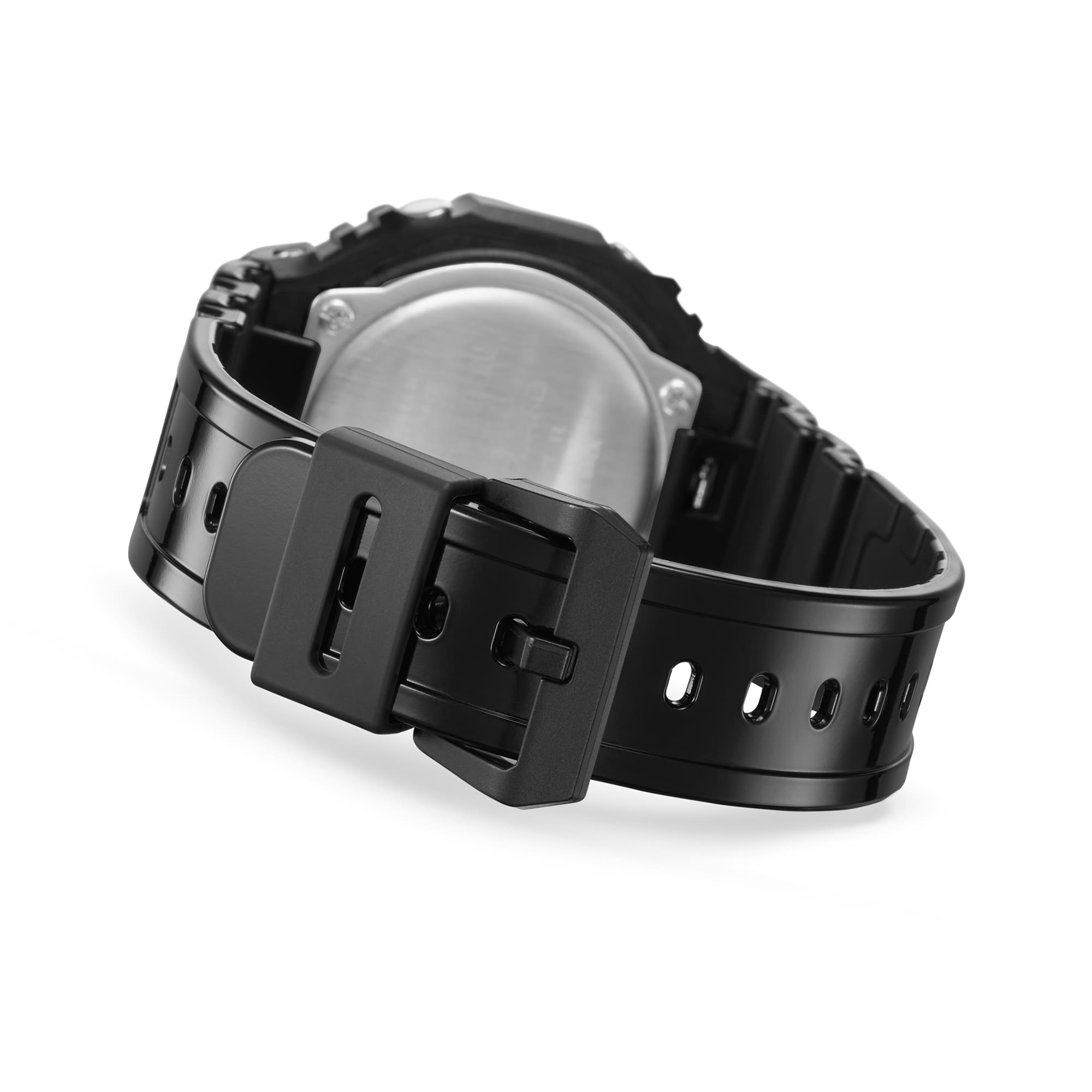 Black digital wristwatch with a rugged design and chunky strap.