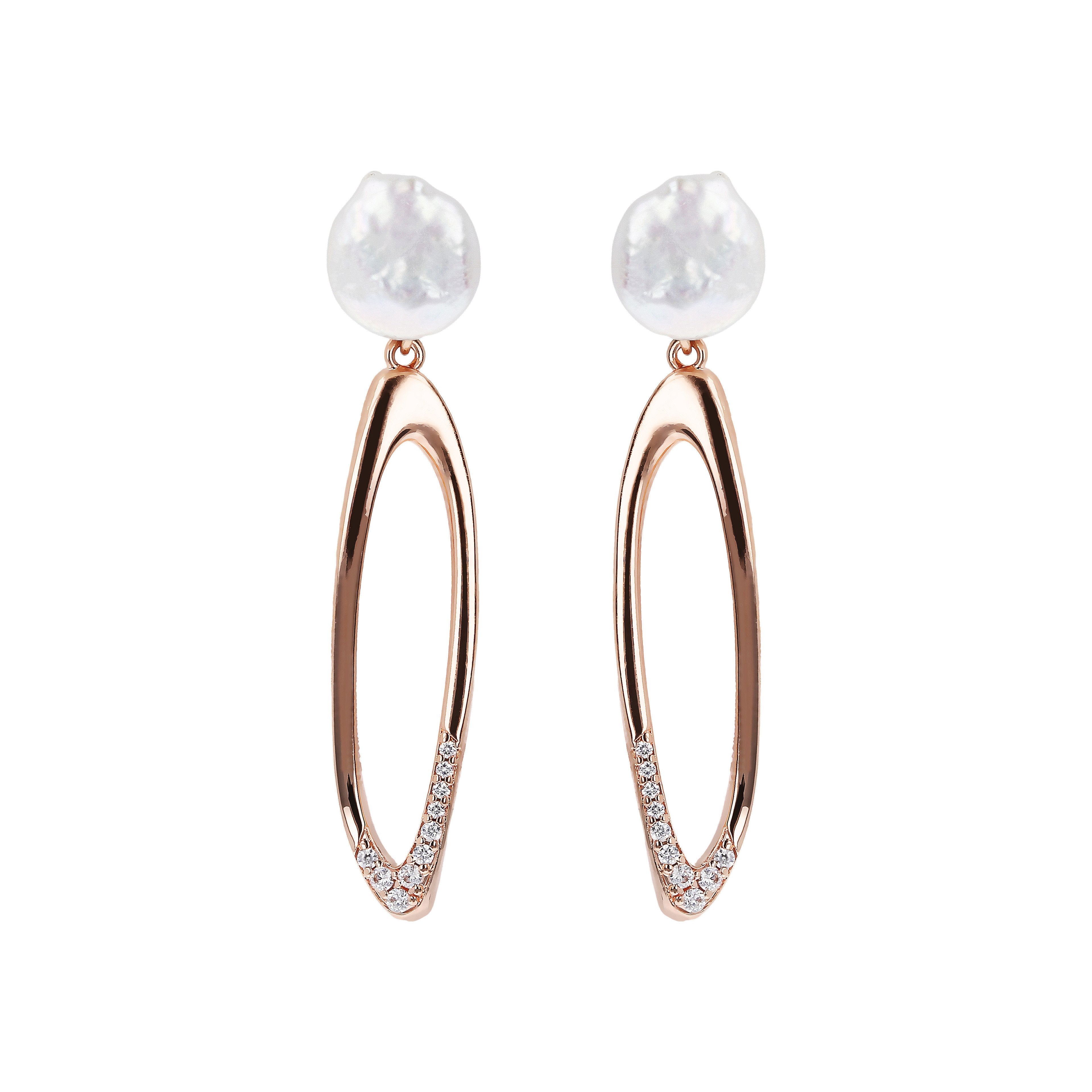 Bronzallure Hoop Earrings with Coin Pearls