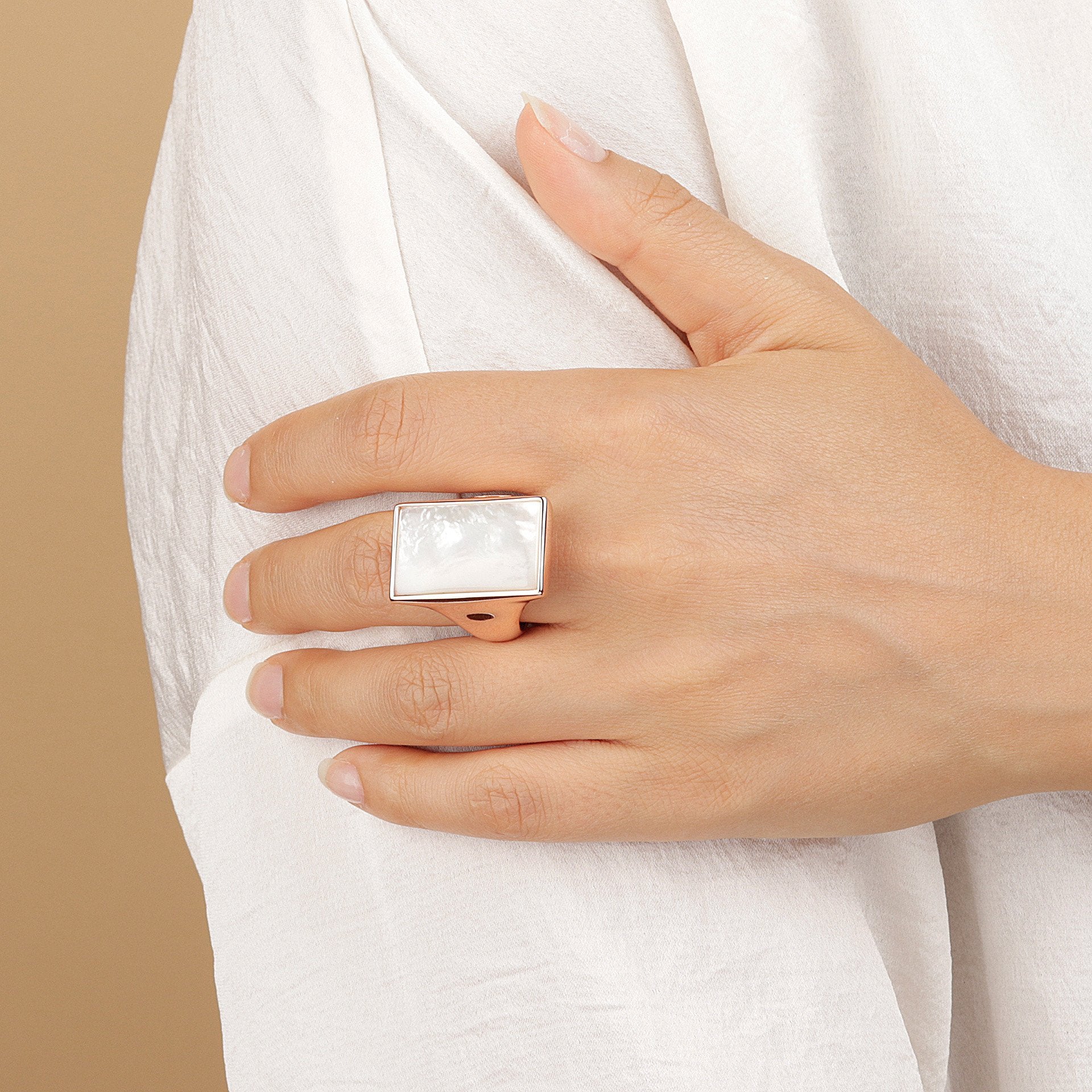 Bronzallure Rectangular Stone Adjustable Ring
