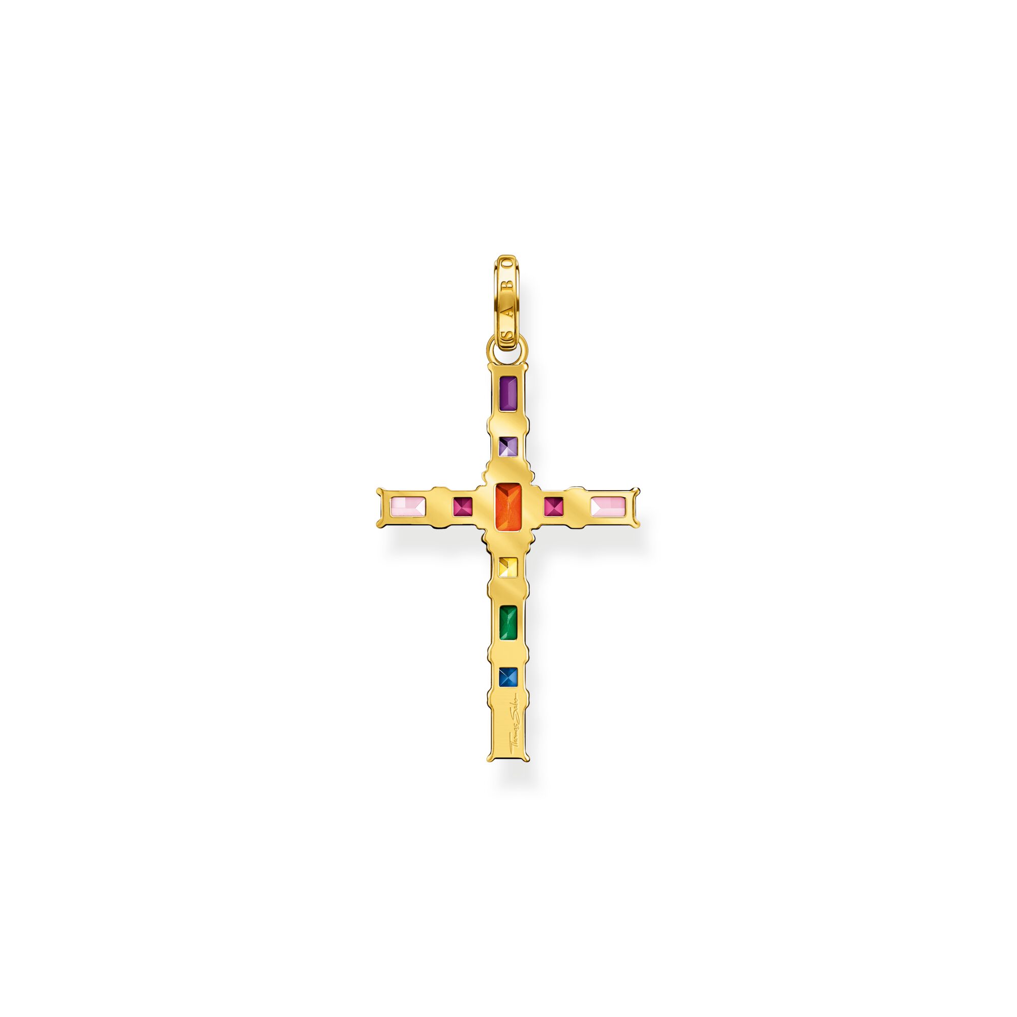 THOMAS SABO Pendant cross colourful stones gold