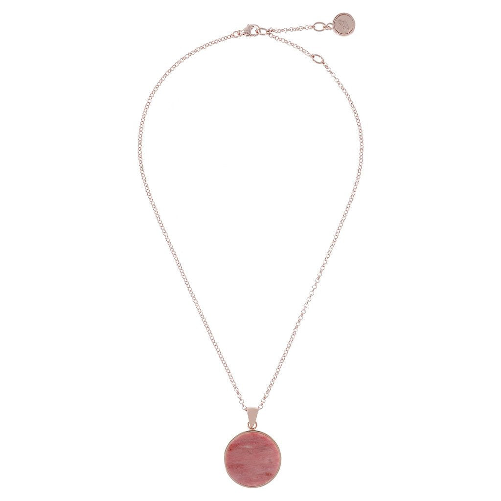 Bronzallure Red Fossil Wood Disc Necklace