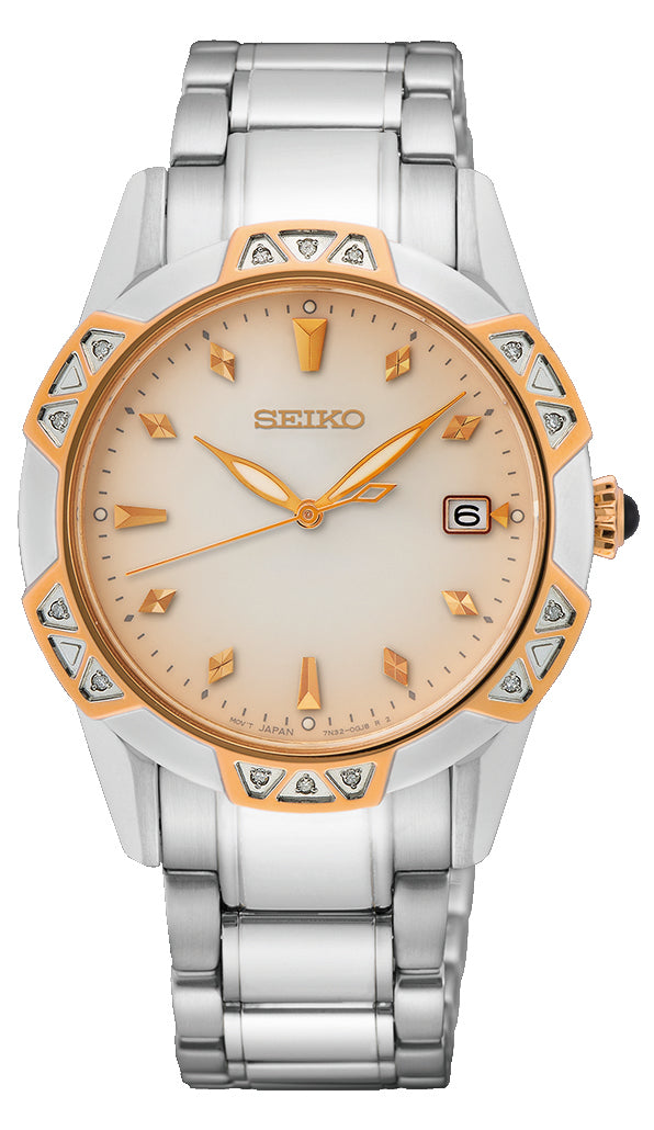 Seiko Sports 100M Quartz Stainless Steel Silver Womens Watch SKK730P