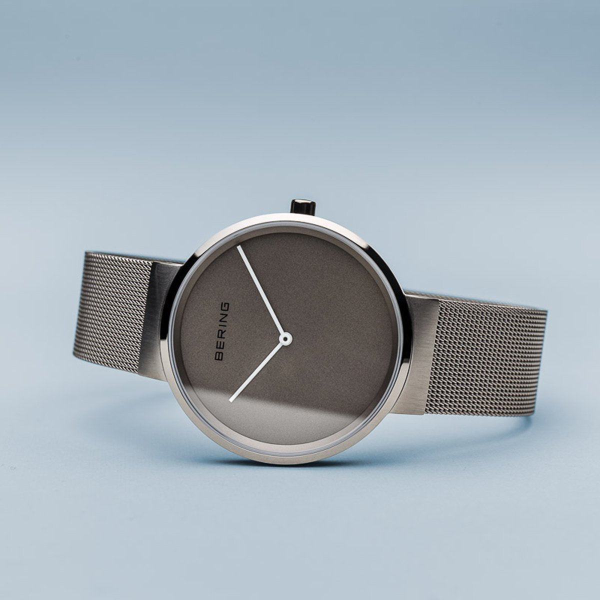 Bering Classic Brushed Silver 39mm Grey Mesh Watch