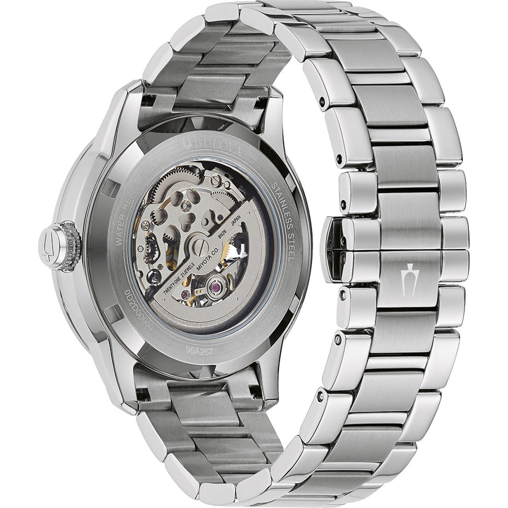 Bulova Sutton Automatic Silver Stainless Band Mens Watch 96A267