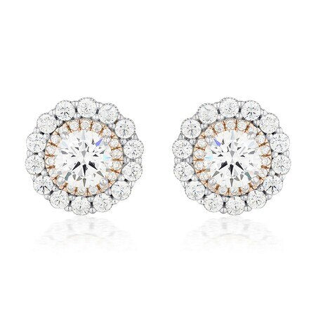 Georgini Miranna Double Halo Stud Earring Rose Gold Silver