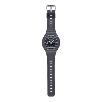 Black digital wristwatch with a rugged design and analog-style display.