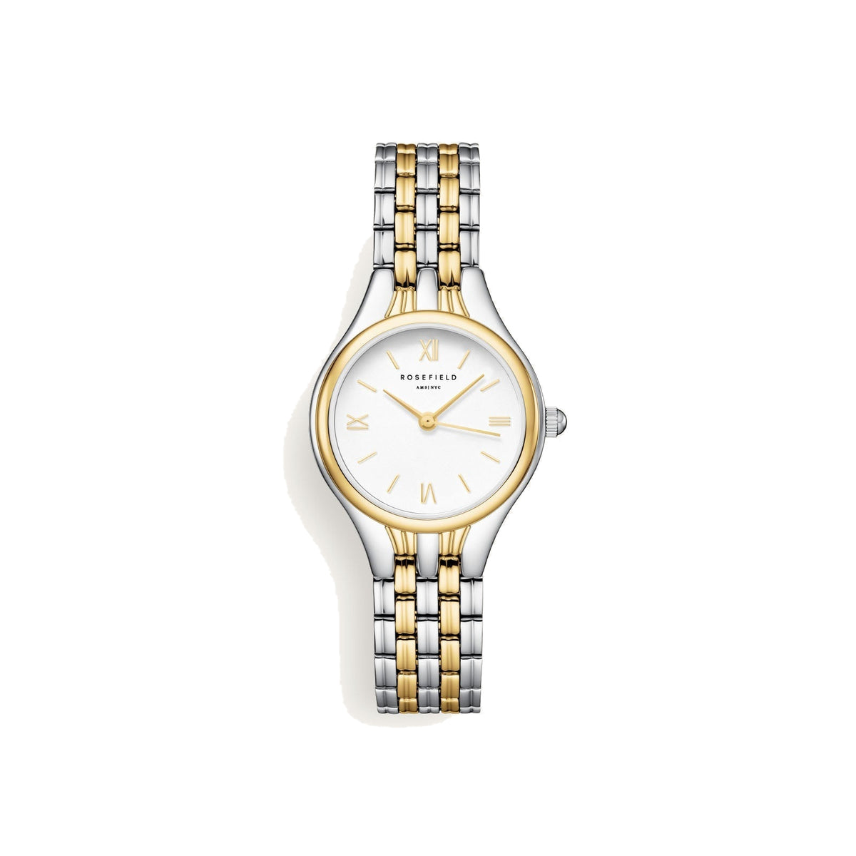 Rosefield Muse White Dial Two-Tone Silver Gold Bracelet Watch MUWDSD-MU03