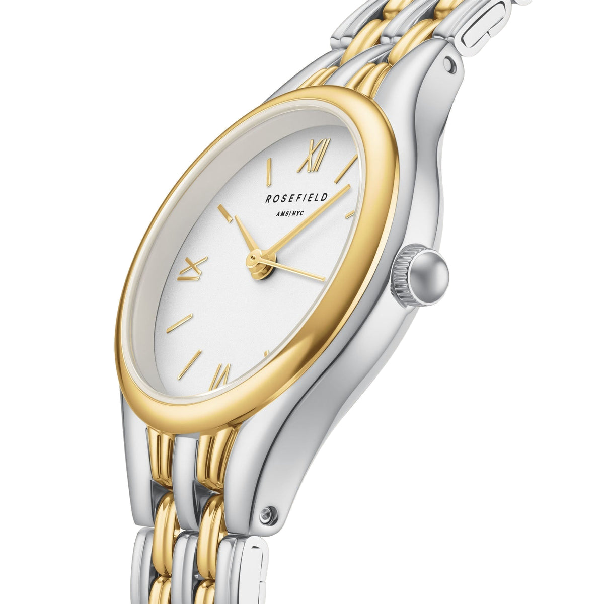 Rosefield Muse White Dial Two-Tone Silver Gold Bracelet Watch MUWDSD-MU03