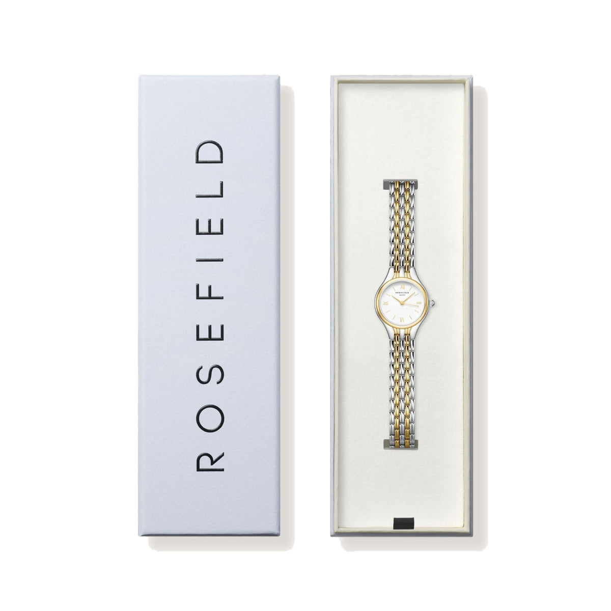 Rosefield Muse White Dial Two-Tone Silver Gold Bracelet Watch MUWDSD-MU03